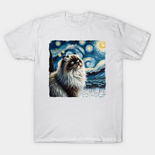 Himalayan Cat Starry Night Inspired - Artistic Cat T-Shirt